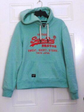 SuperDry Vintage Logo Aqua Hoodie  - size 8/M